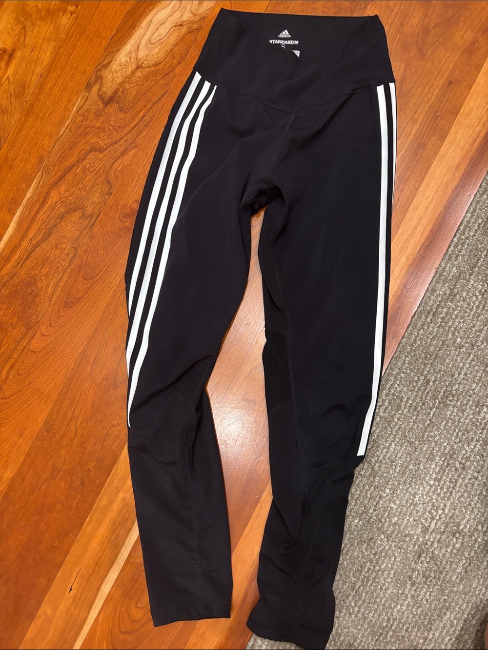 adidas Black Leggings with White Side Stripes
